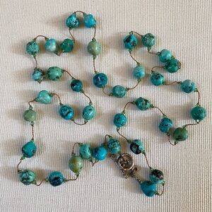MARGO MORRISON TURQUOISE NECKLACE 36” HANDMADE